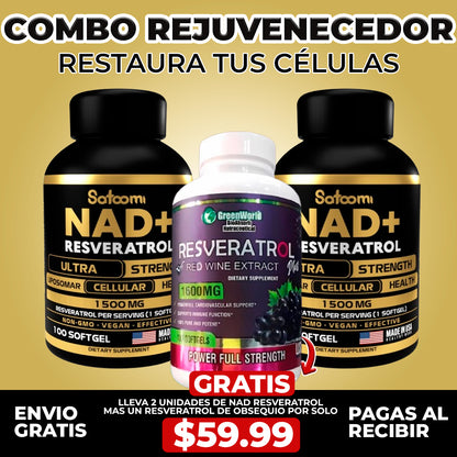 COMBO rejuvenecedor NAD+RESVERATROL  Suplemento Potenciador & Rejuvenecedor