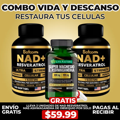 COMBO Vida y Descanso NAD+RESVERATROL  + SUPER MAGNESIO & ASHWAGANDHA