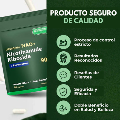 NICOTINAMIDE RIBOSIDE® NAD+ de Alta Pureza Anti-Envejecimiento